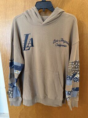 Reserved Supply LA Patchwork Hoodie Size Small Tan Los Angeles California NWT